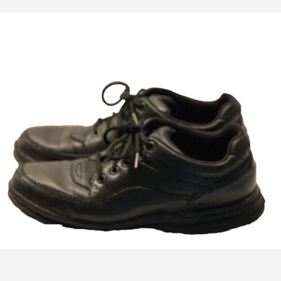 Rockport Leather Walking Shoes Comfort Men's Size 8.5 Black 1" Heel Lace Up - Picture 4 of 6